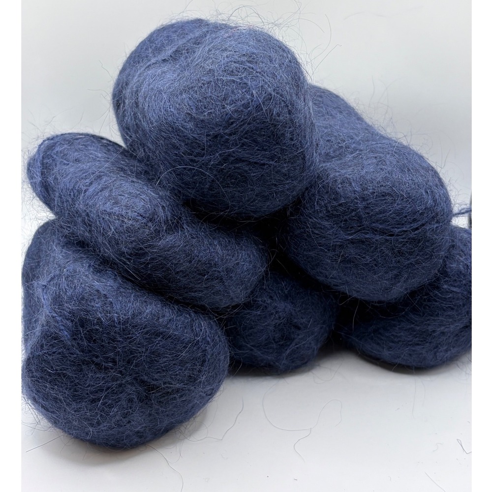Navy Blue Mohair Wool Yarn Lot Fuzzy Soft Knitting Crochet Fiber 7.9oz